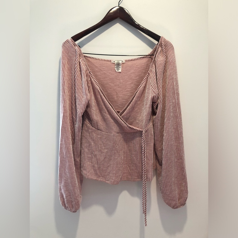 Caution To The Wind Mauve Striped Blouse
